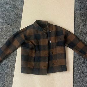 Banana Republic Plaid Brown Cropped Jacket